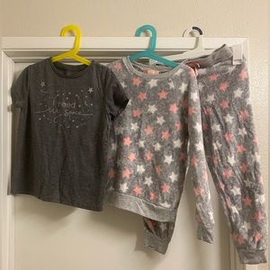 BCBG Girls 3 Piece Lounge Set, Size Small 7/8, Shirt, Sweater, and Plush Sweats